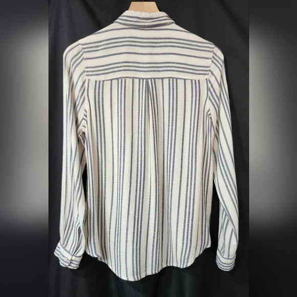 Lucky Brand Womens Button Front Size S Black Striped Classic Layering‎ - Picture 3 of 8